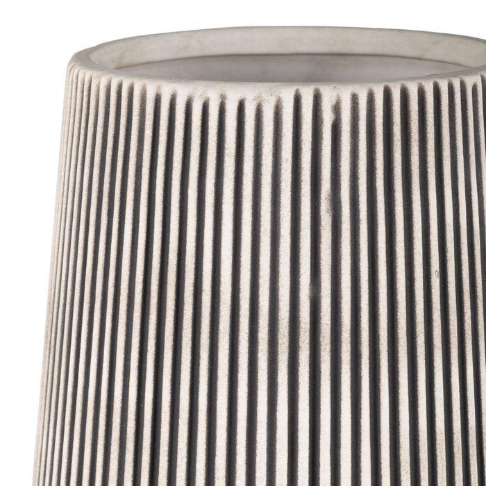 Vase strié de 10 po en céramique - ivoire