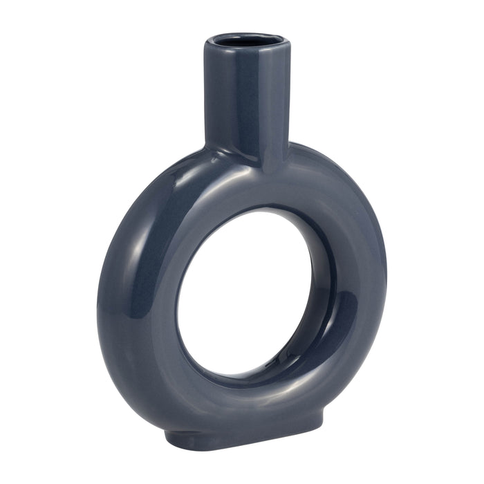Vase de 9 po en céramique avec découpe - bleu cobalt