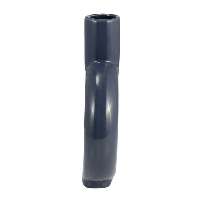 Vase de 9 po en céramique avec découpe - bleu cobalt