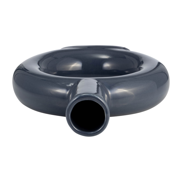 Vase de 9 po en céramique avec découpe - bleu cobalt