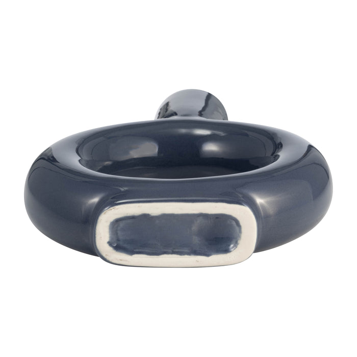 Vase de 9 po en céramique avec découpe - bleu cobalt