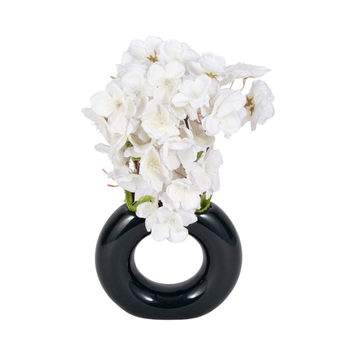Vase de 5 po en céramique en forme de beigne - bleu marine