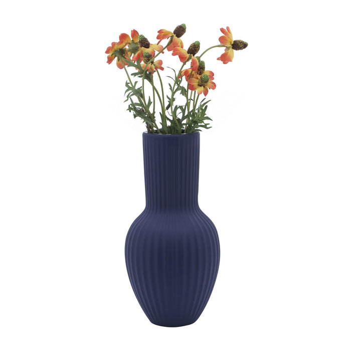 Vase en forme de bouquet de 11 po en céramique - bleu marine