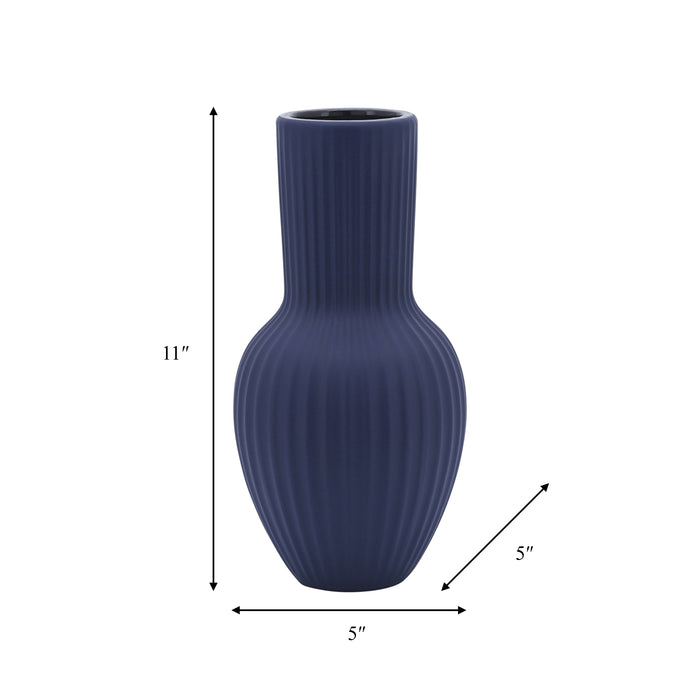 Vase en forme de bouquet de 11 po en céramique - bleu marine