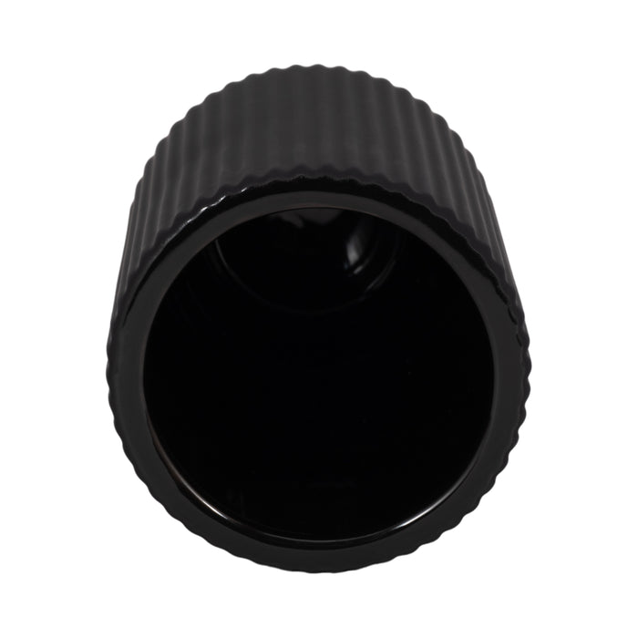 Vase strié de 7 po en céramique - noir