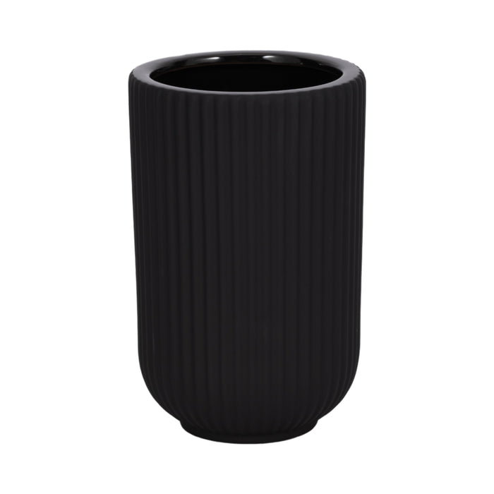 Vase strié de 7 po en céramique - noir