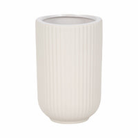 Vase strié de 7 po en céramique - blanc