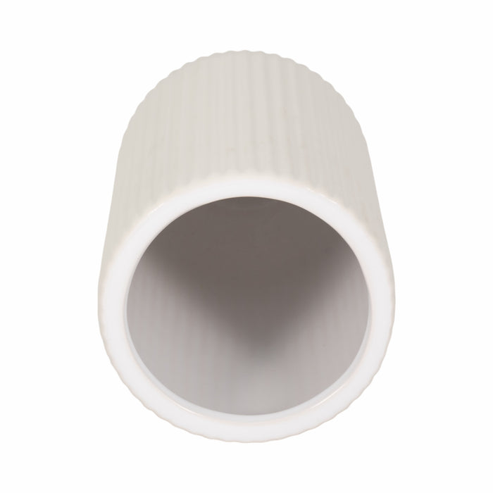 Vase strié de 7 po en céramique - blanc