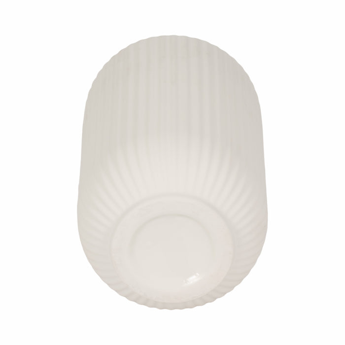 Vase strié de 7 po en céramique - blanc