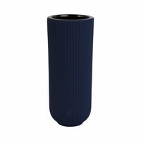Vase strié de 11 po en céramique - bleu marine