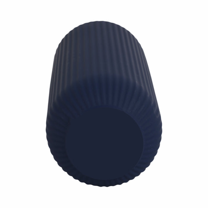Vase strié de 11 po en céramique - bleu marine
