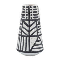 Vase éclectique de 8 po en céramique - noir et blanc