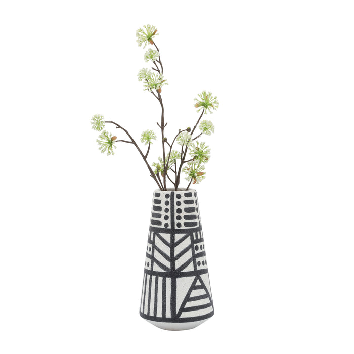 Vase éclectique de 8 po en céramique - noir et blanc