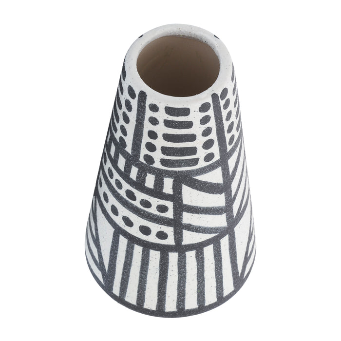 Vase éclectique de 8 po en céramique - noir et blanc