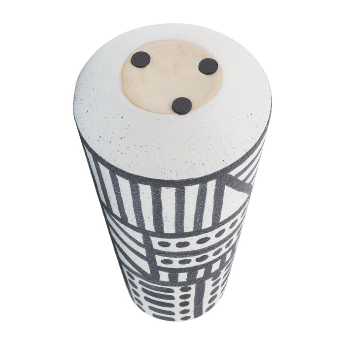 Vase éclectique de 8 po en céramique - noir et blanc