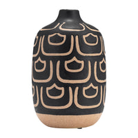 Vase décoratif de 10 po en céramique - noir et tan