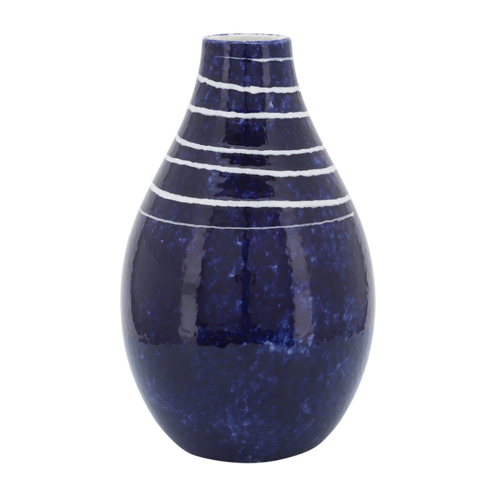 Vase Primeval de 10 po en céramique - bleu
