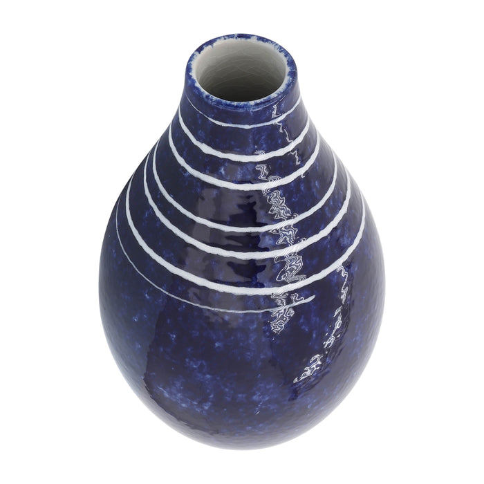Vase Primeval de 10 po en céramique - bleu