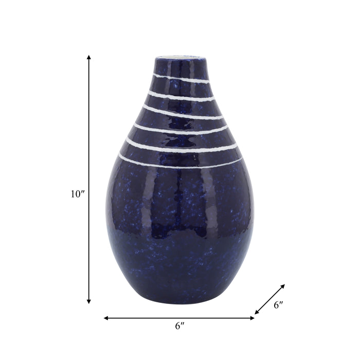 Vase Primeval de 10 po en céramique - bleu