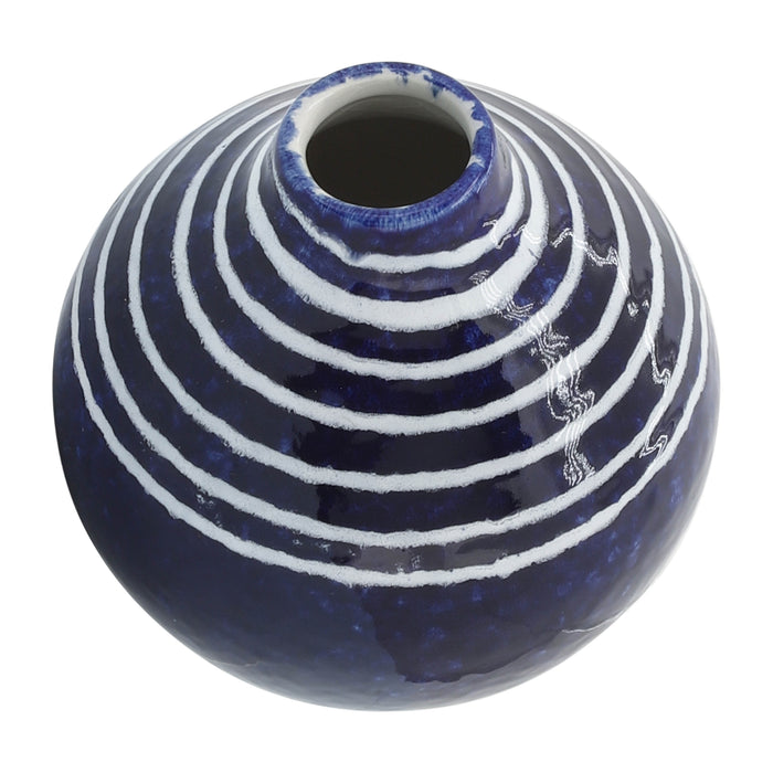 Vase Primeval de 5 po en céramique - bleu