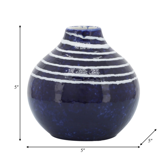 Vase Primeval de 5 po en céramique - bleu