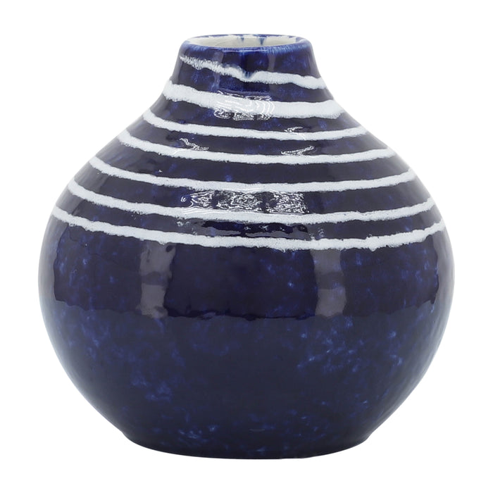 Vase Primeval de 5 po en céramique - bleu