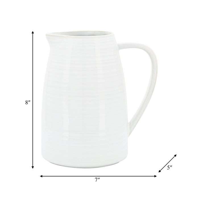 Cruche de 8 po en céramique - blanche