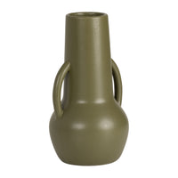 Vase de 8 po en céramique avec poignées - olive