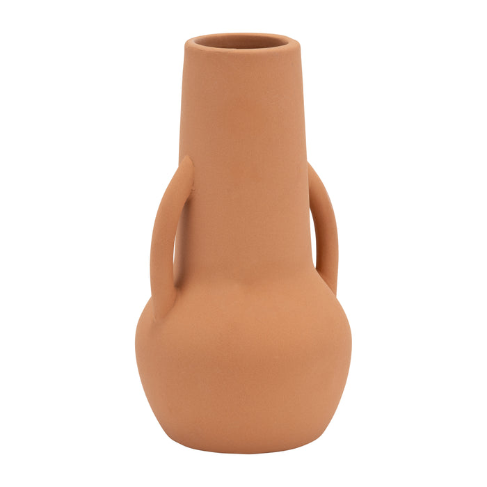 Vase de 8 po en céramique avec poignées - terracotta