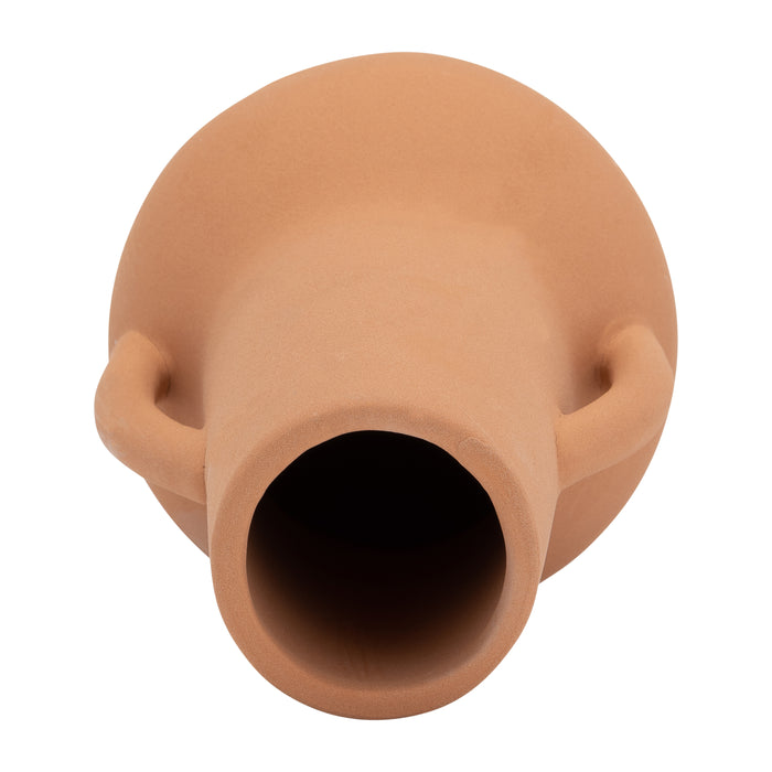 Vase de 8 po en céramique avec poignées - terracotta