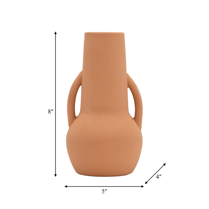 Vase de 8 po en céramique avec poignées - terracotta