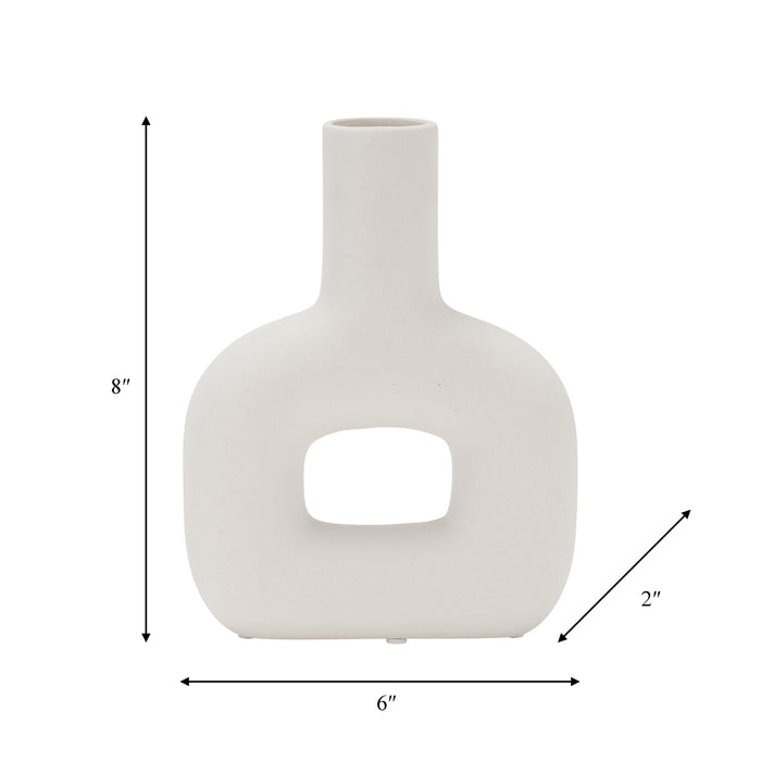 Vase de 8 po en dolomie avec découpe - blanc