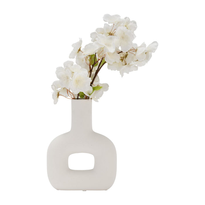 Vase de 8 po en dolomie avec découpe - blanc
