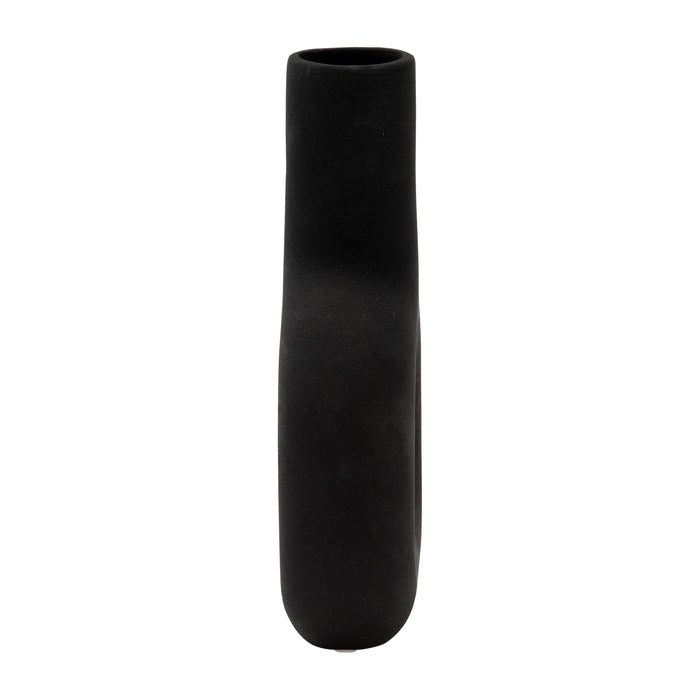 Vase de 8 po en dolomie avec découpe - noir