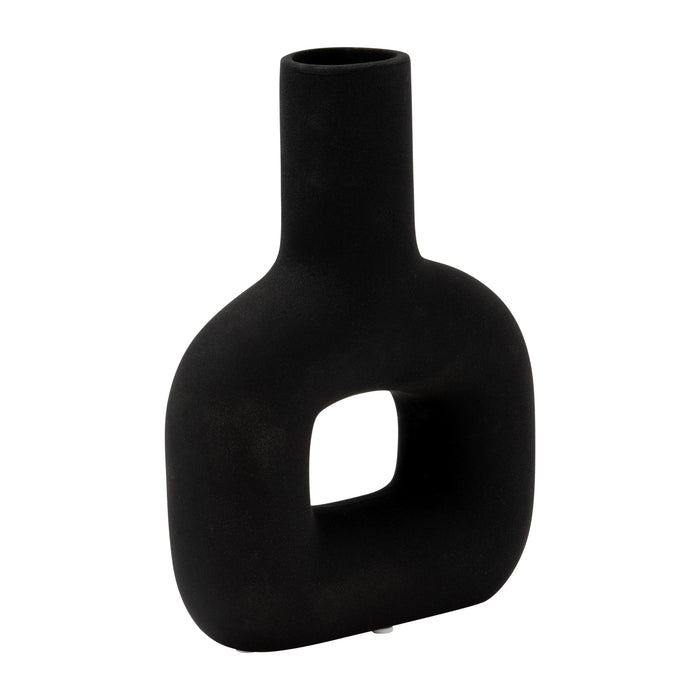 Vase de 8 po en dolomie avec découpe - noir