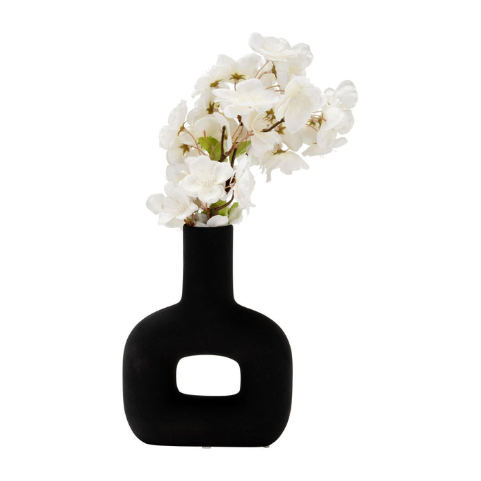 Vase de 8 po en dolomie avec découpe - noir