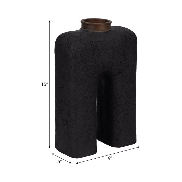 Vase abstrait Economix de 15 po - noir