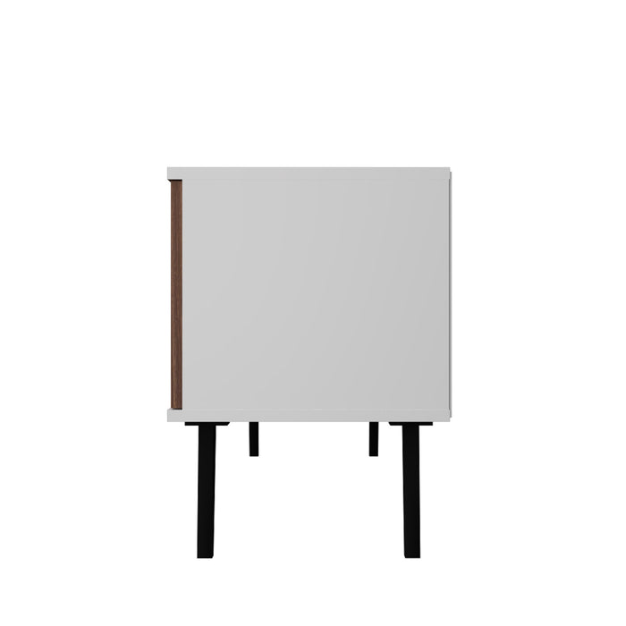 Meuble pour téléviseur Doyers de Manhattan Comfort de 62,20 po de style moderne du milieu du 20e siècle - blanc et brun noix