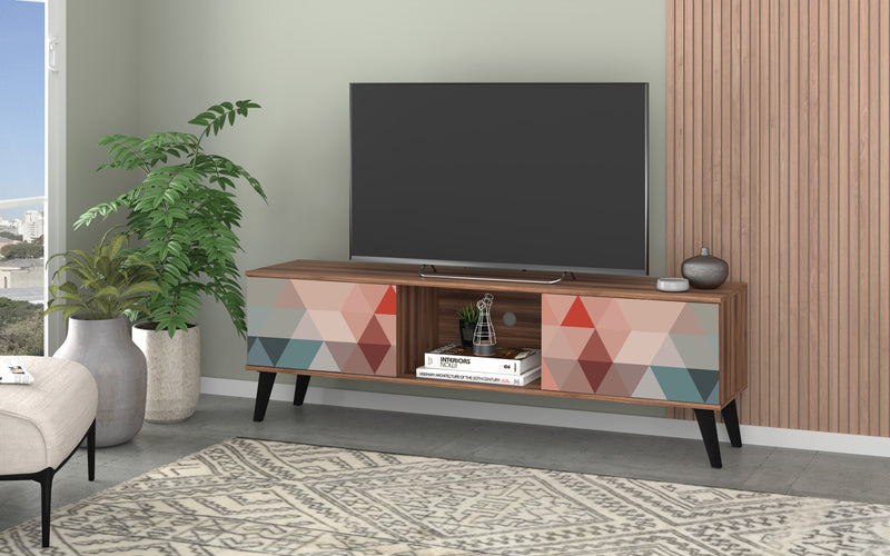 Meuble pour téléviseur Doyers de Manhattan Comfort de 62,20 po de style moderne du milieu du 20e siècle - multicolore