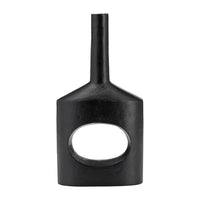 Petit vase moderne de 12 po en métal avec découpe - noir