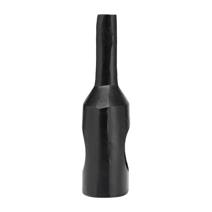 Petit vase moderne de 12 po en métal avec découpe - noir