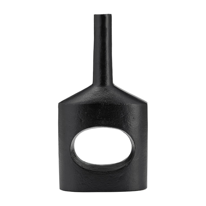 Petit vase moderne de 12 po en métal avec découpe - noir