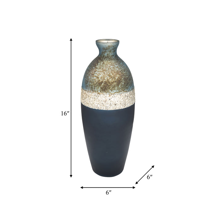 Vase brillant de 16 po en verre à trois couleurs