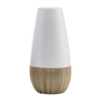 Vase deux teintes de 9 po en céramique - crème et blanc