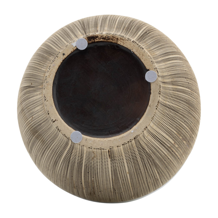 Vase deux teintes de 9 po en céramique - crème et blanc