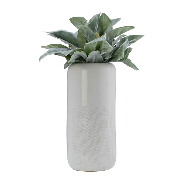 Vase rainuré de 12 po en céramique - noir
