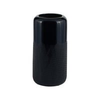 Vase rainuré de 10 po en céramique - bleu marine