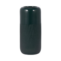 Vase rainuré de 12 po en céramique - vert forêt