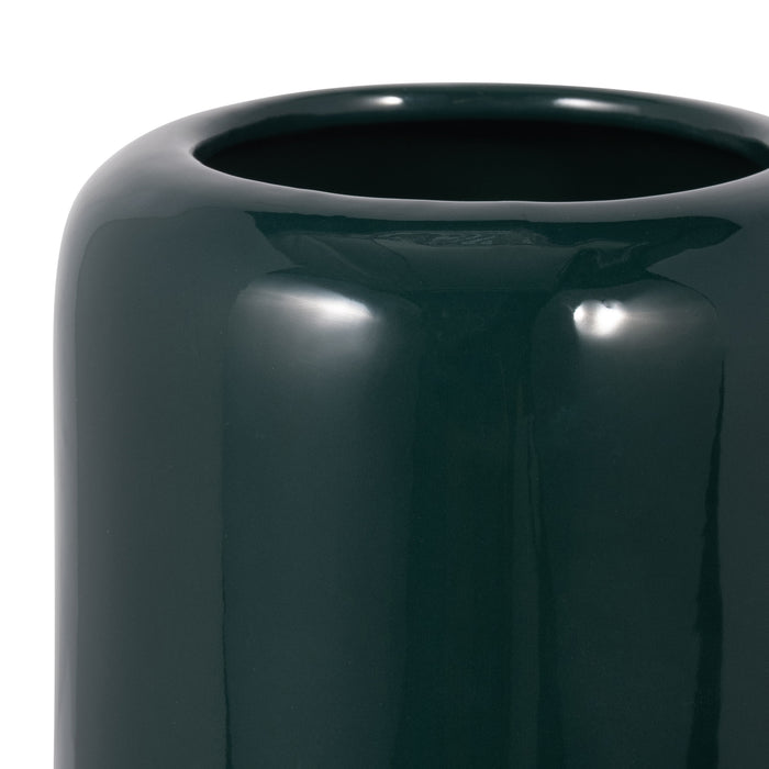 Vase rainuré de 12 po en céramique - vert forêt