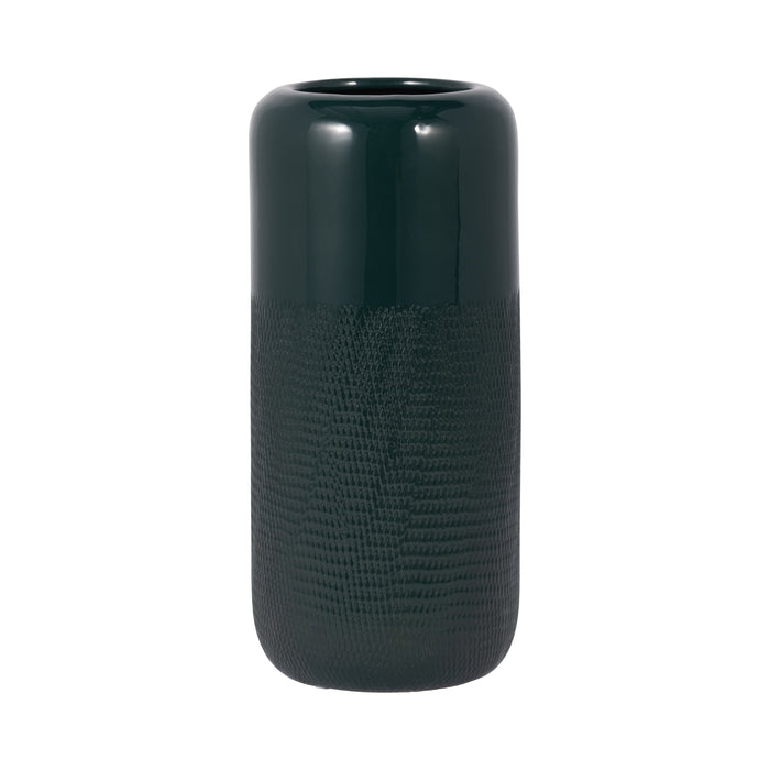 Vase rainuré de 12 po en céramique - vert forêt